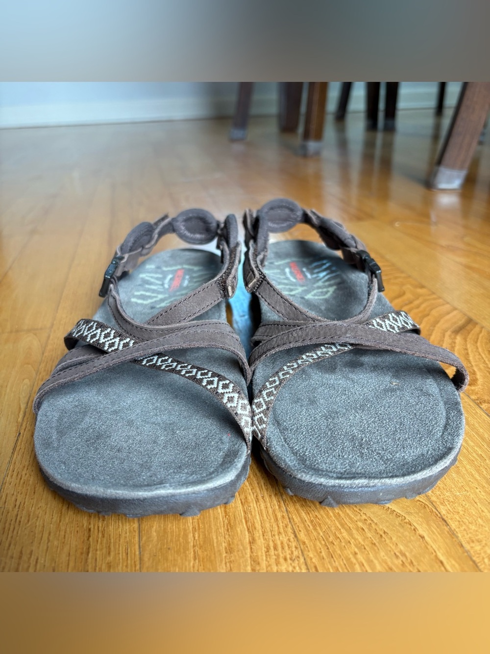 Merrell Terran Lattice II sandals Dark Earth Brown Beige leather Women Size 9 40 - Picture 10 of 11